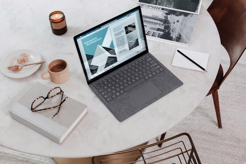 Working on laptop